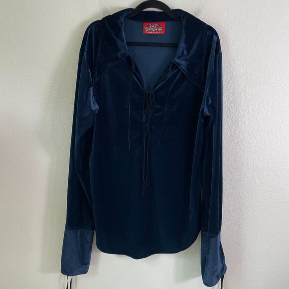 Lip Service Womens Large Top Velvet Lace Up Long Sleeve Y2K Vintage Goth - Picture 6 of 13